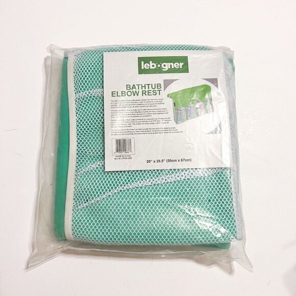 Lebogner Baby Bath Time Bath Tub Elbow Rest Pad 4 Mesh Organizing Pockets - Picture 1 of 3